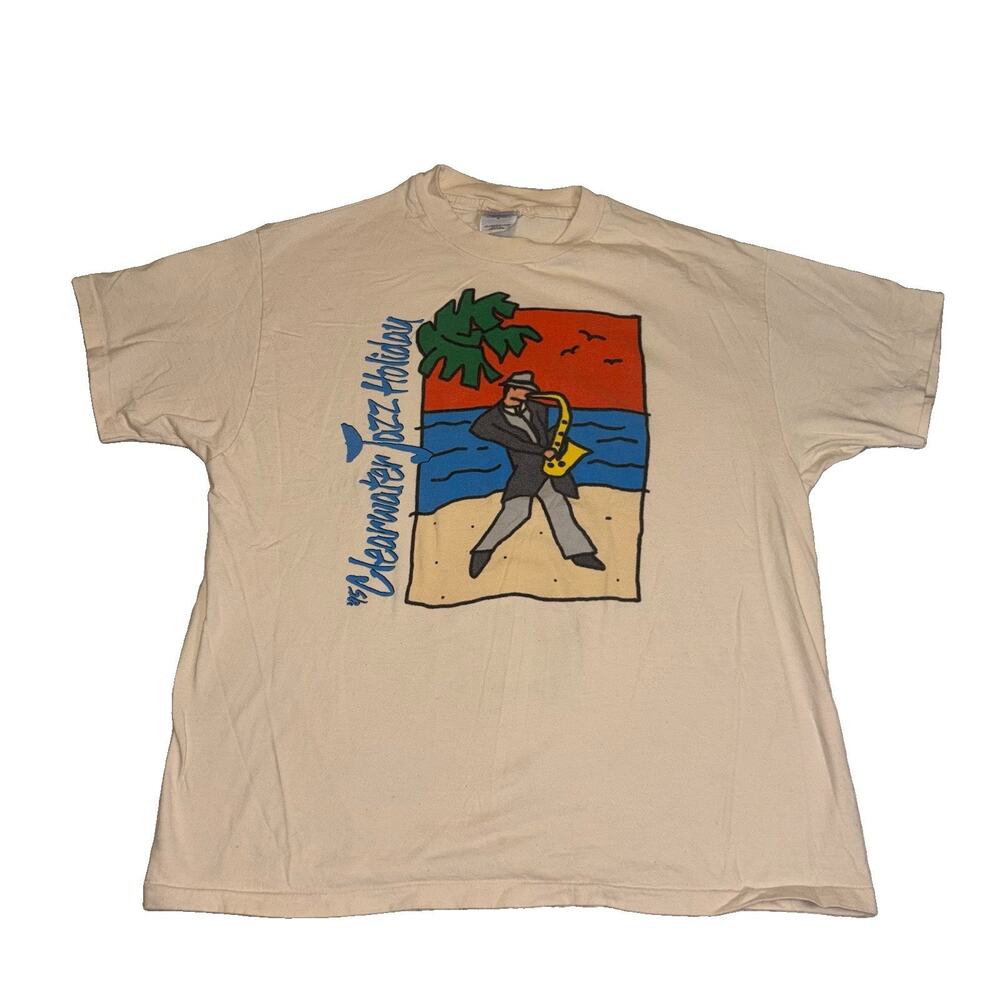 Vintage 1994 Clearwater Jazz Holiday Festival Shirt XL Hanes Beefy T Made in USA